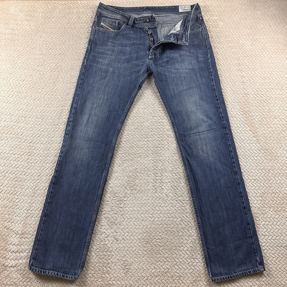 Diesel Jeans Mens 34x34 Larkee Button Fly Distress Faded Biker western Moto Rock